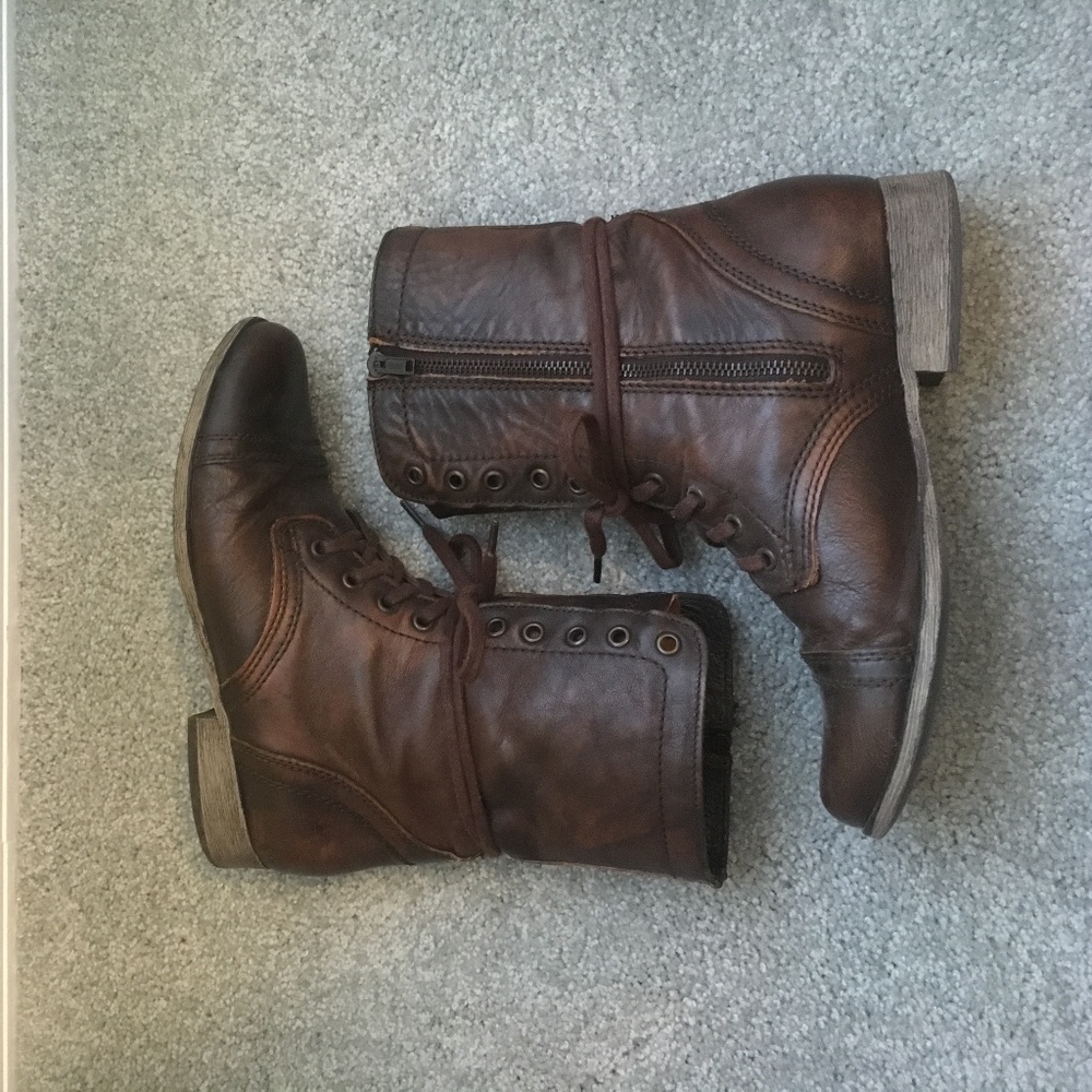 Steve Madden Troopa Brown Leather Boot Size 8.5
